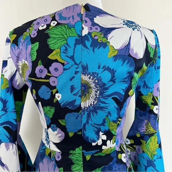 Trina Turk Winnie Wild Flower Faille Bell-Sleeve Dress NWT Sz 0 - Picture 7 of 9